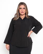 Camisa social feminina plus size manga 3/4 de botões básica elegante uniforme Camisa social feminina plus size manga 3/4 de botões básica elegante uniforme