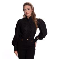 Camisa Social Feminina Rendada Luxo Moderna Teodoro Glamour