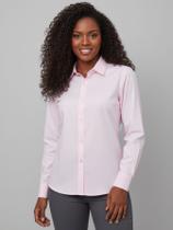 Camisa Social Feminino Manga Longa Slim Rosa Bebê