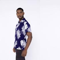 Camisa Social Floral Florida Masculina Azul Havaiana Estampada