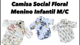 Camisa Social Floral Menino Infantil Manga Curta Festa Confortável
