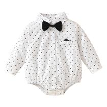 Camisa social formal Romper SOBOWO Infant Baby Boy 9-12M branca