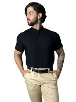 Camisa Social Gola Padre Masculina Slim Fit Manga Curta