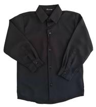 Camisa Social Infantil Botão Manga Longa Preta Festa Pajem