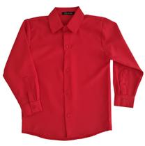 Camisa Social Infantil Botão Manga Longa Vermelha Masculina