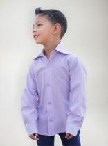 Camisa Social Infantil E Juvenil Manga Longa Lisa