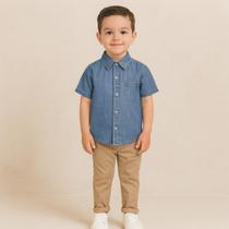 Camisa Social Infantil Jeans Camisa Manga Curta Menino Jeans Camisa Social Infantil Jeans Camisa Manga Curta Menino Jeans