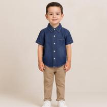 Camisa Social Infantil Jeans Camisa Manga Curta Menino Jeans Camisa Social Infantil Jeans Camisa Manga Curta Menino Jeans