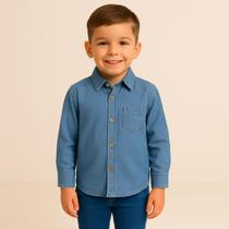 Camisa Social Infantil Jeans Camisa Manga Longa Menino Blusa Jeans Masculina Camisa Social Infantil Jeans Camisa Manga Longa Menino Blusa Jeans Masculina