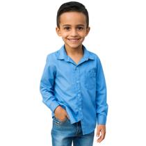 Camisa Social Infantil Manga Longa Lisa Coloridas Meninos