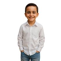 Camisa Social Infantil Manga Longa Lisa Coloridas Meninos