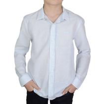 Camisa Social Infantil Masculina King&Joe ML Slim Azul Claro