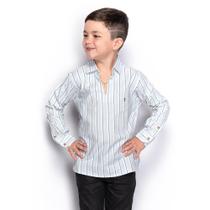 Camisa Social Infantil Masculina Menino Manga Longa Listrada Azul/Branco 4 - Teodoro Camisaria