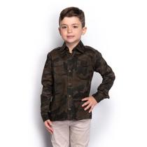 Camisa Social Infantil Menino Camuflada Manga Longa Casual