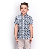 Camisa Social Infantil Menino Manga Curta Floral Casual