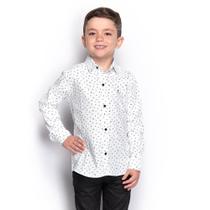 Camisa Social Infantil Menino Manga Longa Naval Botão Casual
