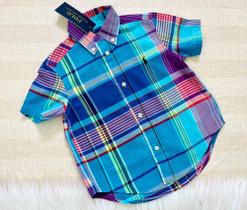 Camisa social infantil xadrez original Polo RL 2 anos