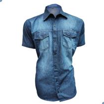 Camisa Social jeans Masculina Adulto Extra Grande Plus Size