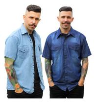 Camisa Social Jeans Masculina Kit 2 Peças P Ao G4 . Camisa Social Jeans Masculina Kit 2 Peças P Ao G4 .