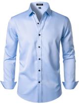Camisa social JEMITOP Wrinkle Free Stretch Satin Silk Blue XXL Camisa social JEMITOP Wrinkle Free Stretch Satin Silk Blue XXL