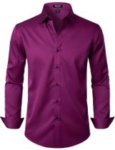 Camisa social JEMITOP Wrinkle Free Stretch Wine Red para homens Camisa social JEMITOP Wrinkle Free Stretch Wine Red para homens