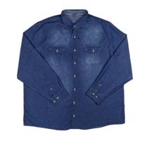 Camisa Social Jens Stonado Plus size Manga Longa, 2 bolsos, 100% algodão 31251