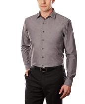 Camisa social Kenneth Cole Unlisted Slim Fit Solid Graphite