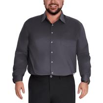 Camisa social LETAOTAO, grande e alta, resistente a rugas, masculina, cinza escuro
