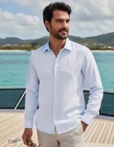 Camisa Social Linho Coastal Frost Yacht Master - Azul Claro Camisa Social Linho Coastal Frost Yacht Master - Azul Claro