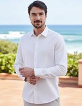 Camisa Social Linho Coastal Frost Yacht Master - Branco Camisa Social Linho Coastal Frost Yacht Master - Branco