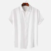 Camisa Social lisa Masculina Manga Curta Slim Fit 100% Viscose Ideal para Saida de Praia