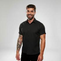 Camisa Social Lisa Masculina Manga Curta Slim Fit