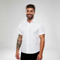 Camisa Social Lisa Masculina Manga Curta Slim Fit