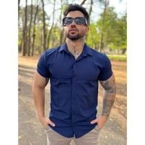 Camisa Social Lisa Masculina Manga Curta Slim Fit - Volgue