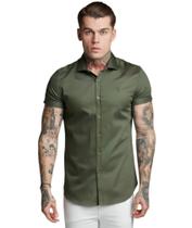 Camisa Social Lisa Masculina Manga Curta Slim Fit - Volgue