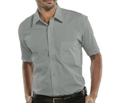 Camisa Social Manga Curta 100% Microfibra Masculina Cinza Claro Camisa Social Manga Curta 100% Microfibra Masculina Cinza Claro