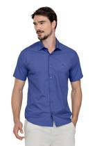 Camisa Social Manga Curta Classic Slim Fit Yacht Master - Azul