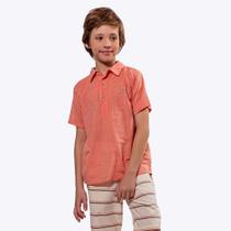 Camisa Social Manga Curta e Bermuda Off White Listrada Infantil Menino Vigat 3953