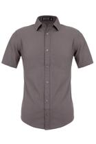 Camisa Social Manga Curta Masculina Lisa Slim Camiseta Curta (MC AZUL MARINHO)