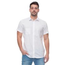 Camisa Social Manga Curta Masculina Teodoro Linho Bolso Leve