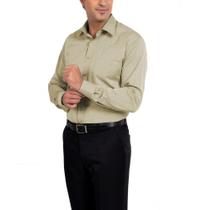 Camisa Social Manga Longa 100% Microfibra Masculina Bege Claro Creme