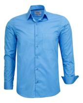 Camisa Social Manga Longa Amil Comfort Lisa Com Bolso Algodão 1870