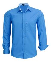 Camisa Social Manga Longa Com Bolso Lbl Lisa Poliéster 3039