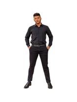 Camisa Social Manga Longa Preta Sem Bolso