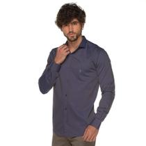 Camisa Social Manga Longa Slim Algodão Trabalhado Moderna