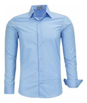 Camisa Social Manga Longa Slim Amil Liso 100% Algodão 1796