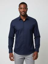 Camisa Social Manga Longa Slim Azul Marinho