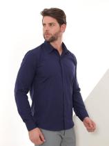 Camisa Social Manga Longa Slim Azul Marinho