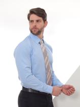 Camisa Social Manga Longa Slim Azul