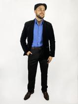 Camisa Social Manga Longa Slim Azul